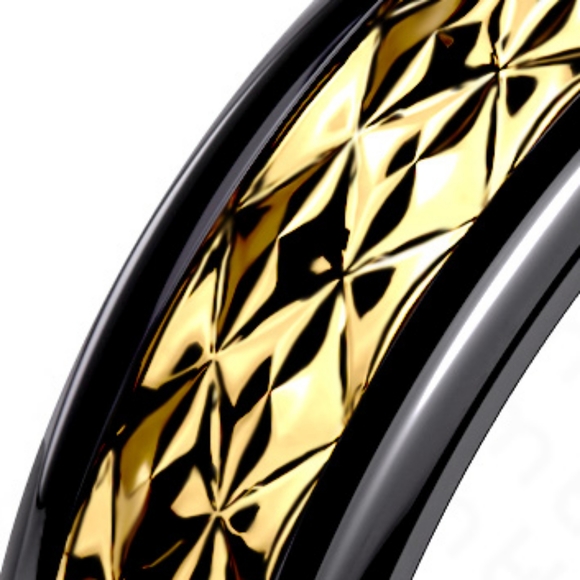 Titanium Jagged Gold Accent Black and Gold Band - Picture 3 of 3